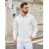 COOFANDY Men’s Casual Button Down Long Sleeve Untucked Denim Dress Shirt(White)