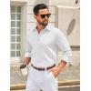 COOFANDY Men’s Casual Button Down Long Sleeve Untucked Denim Dress Shirt(White)
