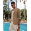 COOFANDY Men’s Casual Linen Blazer Lightweight Regular Fit Sport Coat One Button Suit Jacket(Dark Khaki)