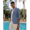 COOFANDY Men’s Casual Linen Blazer Lightweight Regular Fit Sport Coat One Button Suit Jacket(Denim Blue)