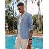 COOFANDY Men’s Casual Linen Blazer Lightweight Regular Fit Sport Coat One Button Suit Jacket(Light Blue)