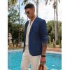 COOFANDY Men’s Casual Linen Blazer Lightweight Regular Fit Sport Coat One Button Suit Jacket(Navy Blue)