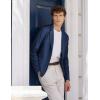 COOFANDY Men’s Casual Linen Blazer Lightweight Regular Fit Sport Coat One Button Suit Jacket(Navy Blue)
