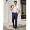 COOFANDY Men’s Classic Fit Dress Pants Flat Front Straight Formal Pants Wrinkle Free Expandable Waist Suit Pants(Navy Blue)
