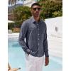 COOFANDY Men’s Cotton Linen Button Down Shirts Long Sleeve Casual Summer Beach Shirts for Men(Mottled Navy)