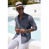 COOFANDY Men’s Cotton Linen Button Down Shirts Long Sleeve Casual Summer Beach Shirts for Men(Mottled Navy)