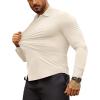 COOFANDY Men’s Muscle Fit Dress Shirts Wrinkle-Free Long Sleeve Casual Button Down Shirts(Beige)