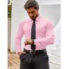 COOFANDY Men’s Muscle Fit Dress Shirts Wrinkle-Free Long Sleeve Casual Button Down Shirts(Pink)