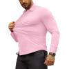 COOFANDY Men’s Muscle Fit Dress Shirts Wrinkle-Free Long Sleeve Casual Button Down Shirts(Pink)