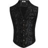 COOFANDY Men’s Suit Vest Paisley Floral Victorian Vests Gothic Steampunk Formal Waistcoat Tuxedo Vests with Notched Lapels(Black Paisley)