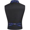 COOFANDY Men’s Suit Vest Paisley Floral Victorian Vests Gothic Steampunk Formal Waistcoat Tuxedo Vests with Notched Lapels(Blue Filigree)