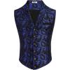COOFANDY Men’s Suit Vest Paisley Floral Victorian Vests Gothic Steampunk Formal Waistcoat Tuxedo Vests with Notched Lapels(Blue Paisley)