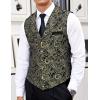 COOFANDY Men’s Suit Vest Paisley Floral Victorian Vests Gothic Steampunk Formal Waistcoat Tuxedo Vests with Notched Lapels(Gold & Black)