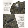 COOFANDY Men’s Suit Vest Paisley Floral Victorian Vests Gothic Steampunk Formal Waistcoat Tuxedo Vests with Notched Lapels(Gold & Black)