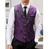 COOFANDY Men’s Suit Vest Paisley Floral Victorian Vests Gothic Steampunk Formal Waistcoat Tuxedo Vests with Notched Lapels(Purple)