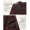 COOFANDY Men’s Suit Vest Paisley Floral Victorian Vests Gothic Steampunk Formal Waistcoat Tuxedo Vests with Notched Lapels(Red Paisley)
