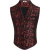 COOFANDY Men’s Suit Vest Paisley Floral Victorian Vests Gothic Steampunk Formal Waistcoat Tuxedo Vests with Notched Lapels(Red Paisley)