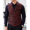 COOFANDY Men’s Suit Vest Paisley Floral Victorian Vests Gothic Steampunk Formal Waistcoat Tuxedo Vests with Notched Lapels(Wine Red)