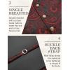COOFANDY Men’s Suit Vest Paisley Floral Victorian Vests Gothic Steampunk Formal Waistcoat Tuxedo Vests with Notched Lapels(Wine Red)