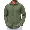 COOFANDY Men’s Casual Button Down Long Sleeve Untucked Denim Dress Shirt(Army Green)