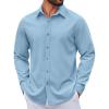 COOFANDY Men’s Casual Button Down Long Sleeve Untucked Denim Dress Shirt(Clear Blue)