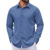 COOFANDY Men’s Casual Button Down Long Sleeve Untucked Denim Dress Shirt(Denim Blue)