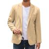 COOFANDY Men’s Casual Linen Blazer Lightweight Regular Fit Sport Coat One Button Suit Jacket(01-light Khaki)