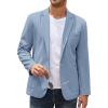 COOFANDY Men’s Casual Linen Blazer Lightweight Regular Fit Sport Coat One Button Suit Jacket(Light Blue)