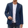 COOFANDY Men’s Casual Linen Blazer Lightweight Regular Fit Sport Coat One Button Suit Jacket(Navy Blue)