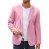 COOFANDY Men’s Casual Linen Blazer Lightweight Regular Fit Sport Coat One Button Suit Jacket(Pink)