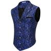 COOFANDY Men’s Suit Vest Paisley Floral Victorian Vests Gothic Steampunk Formal Waistcoat Tuxedo Vests with Notched Lapels(Blue Filigree)