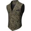 COOFANDY Men’s Suit Vest Paisley Floral Victorian Vests Gothic Steampunk Formal Waistcoat Tuxedo Vests with Notched Lapels(Gold & Black)
