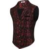 COOFANDY Men’s Suit Vest Paisley Floral Victorian Vests Gothic Steampunk Formal Waistcoat Tuxedo Vests with Notched Lapels(Red Paisley)