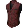 COOFANDY Men’s Suit Vest Paisley Floral Victorian Vests Gothic Steampunk Formal Waistcoat Tuxedo Vests with Notched Lapels(Wine Red)