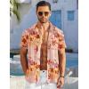 COOFANDY Men’s Casual Button Down Shirts Short Sleeve Textured Summer Beach Shirt with Pocket(Coral Pink-tropical Style)