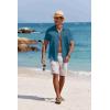 COOFANDY Men’s Casual Button Down Shirts Short Sleeve Textured Summer Beach Shirt with Pocket(Peacock Blue)
