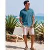 COOFANDY Men’s Casual Button Down Shirts Short Sleeve Textured Summer Beach Shirt with Pocket(Peacock Blue)