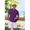 COOFANDY Men’s Casual Button Down Shirts Short Sleeve Textured Summer Beach Shirt with Pocket(Purple)