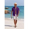 COOFANDY Men’s Casual Button Down Shirts Short Sleeve Textured Summer Beach Shirt with Pocket(Purple)