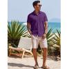 COOFANDY Men’s Casual Button Down Shirts Short Sleeve Textured Summer Beach Shirt with Pocket(Purple)