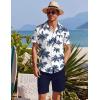 COOFANDY Men’s Hawaiian 2 Piece Outfits Summer Beach Matching Set Short Sleeve Floral Shirts and Shorts(Coconut Trees-navy Blue)