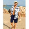 COOFANDY Men’s Hawaiian 2 Piece Outfits Summer Beach Matching Set Short Sleeve Floral Shirts and Shorts(Coconut Trees-navy Blue)