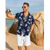 COOFANDY Men’s Hawaiian 2 Piece Outfits Summer Beach Matching Set Short Sleeve Floral Shirts and Shorts(Leaf Navy Blue)