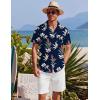 COOFANDY Men’s Hawaiian 2 Piece Outfits Summer Beach Matching Set Short Sleeve Floral Shirts and Shorts(Leaf Navy Blue)