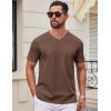 COOFANDY Mens T Shirts 100% Cotton V Neck Tee Shirt Plain Short Sleeve Casual Shirts(Brown)