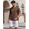 COOFANDY Mens T Shirts 100% Cotton V Neck Tee Shirt Plain Short Sleeve Casual Shirts(Brown)