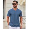 COOFANDY Mens T Shirts 100% Cotton V Neck Tee Shirt Plain Short Sleeve Casual Shirts(Deep Blue)