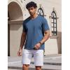 COOFANDY Mens T Shirts 100% Cotton V Neck Tee Shirt Plain Short Sleeve Casual Shirts(Deep Blue)