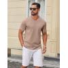 COOFANDY Mens T Shirts 100% Cotton V Neck Tee Shirt Plain Short Sleeve Casual Shirts(Khaki)