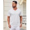 COOFANDY Mens T Shirts 100% Cotton V Neck Tee Shirt Plain Short Sleeve Casual Shirts(White)